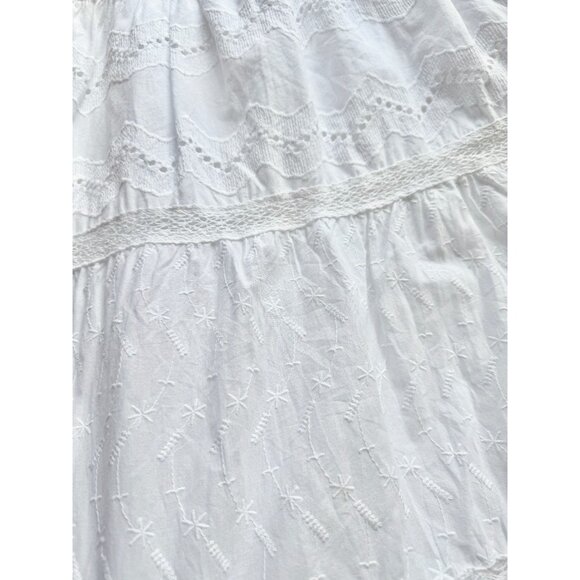 Girls' ZARA White Cotton Poplin Embroidered Eyelet Tiered Maxi Dress, Size 11-12 - Picture 10 of 14